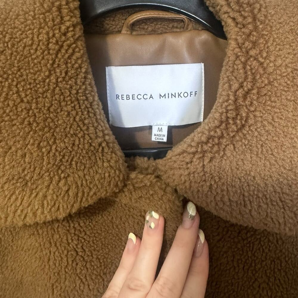 Rebecca Minkoff Harley Teddy Jacket Faux Shearling Brown Size Medium - Picture 6 of 9